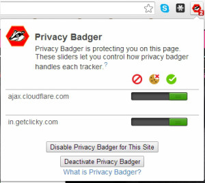 Privacy Badger slider controls